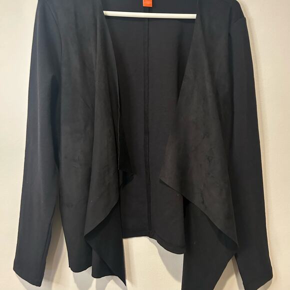 Joe Fresh Open Front Waterfall Jacket Black Sz Medium Suede Office Career Basic - Picture 4 of 10